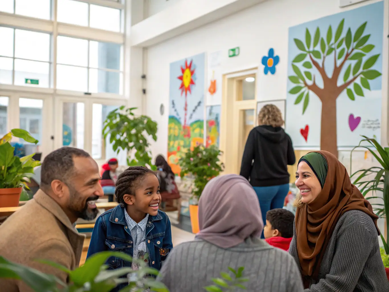 A diverse group of people participating in an inclusion program, showcasing unity and support, in a community center.